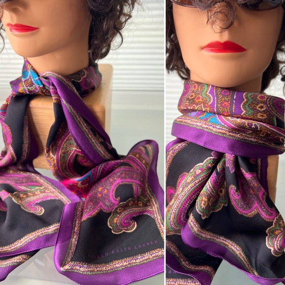 🍆Lightweight Paisley Oblong Scarf by Lauren Ralph Lauren | Sonia - Picture 12 of 17